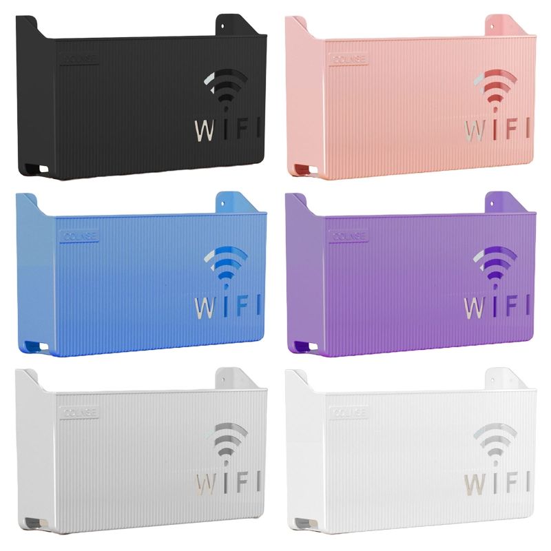 WHITE –Wifi Holder Wall Mounted WiFi Router Shelf Box – ABS Plastic Wireless Router Holder & Organizer – Hidden Cable Storage Bracket – Space Saver for Home & Office – Easy Install – Black, White, Gray, Pink – Wall Mounted Decorative Internet Box