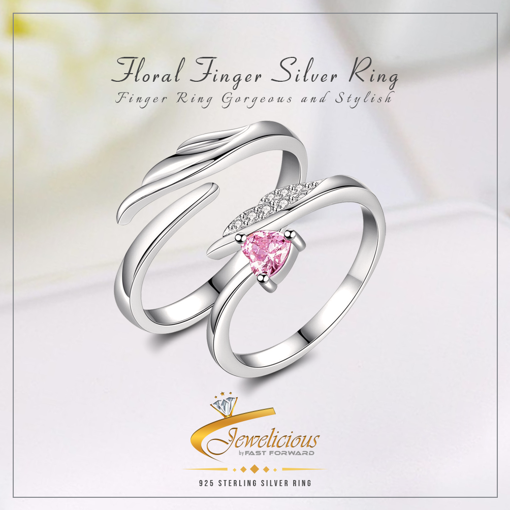 Jewelicious 925 Sterling Silver Couple Ring - Fashionable and Elegant Open Engagement and Wedding Band for Anniversary and Wedding Celebrations.