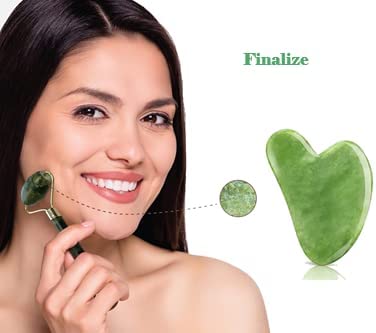 Face Stone Jade Roller Massager with Gua Sha Stone And Ice Roller Multicolour Set Facial Roller 100% Natural Stone Jade Roller For Skin Eye Neck Body Ice Cube