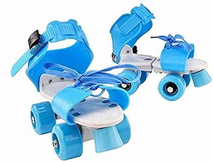 Adjustable Quad Speed Roller Skates Double Row Wheel Shoes - Blue