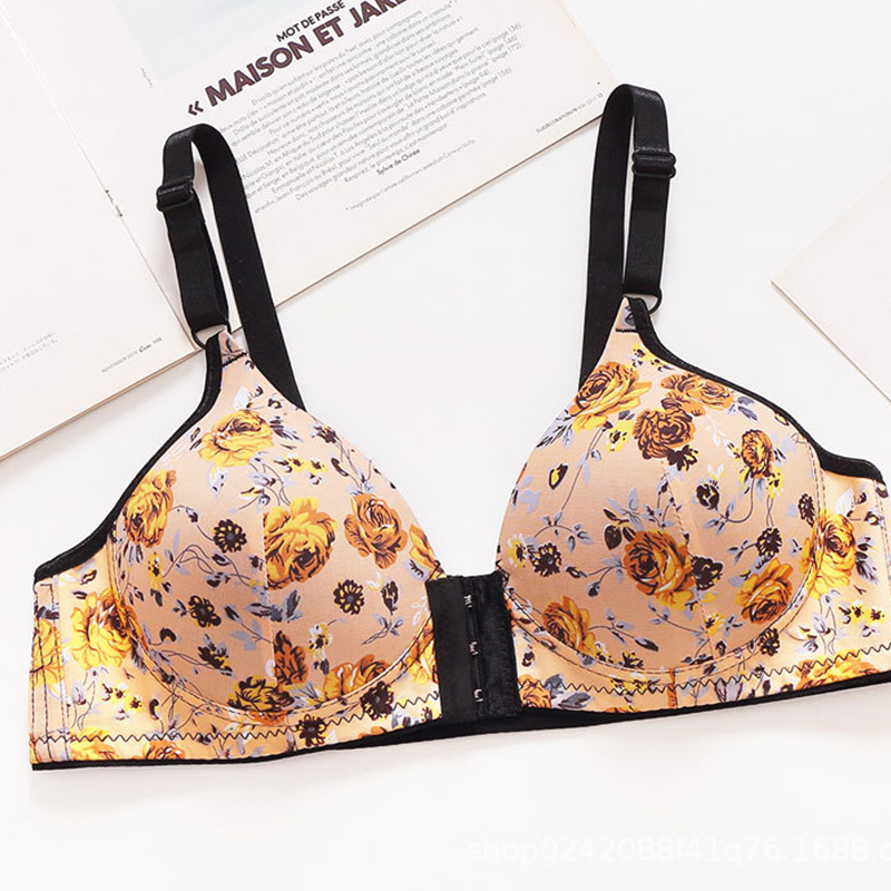 Women's Underwire Push Up Bra Seamless Back Close Embroidered Breathable  Bras
