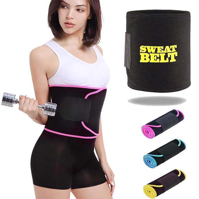 Sweat Slim Belt, Stomach Belt for Men & Women Non-Tearable, Sauna Belt Waist Trainer, Tummy Trimmer & Body Shapewear Adjustable Sweat Belt for Fit Figure Black
