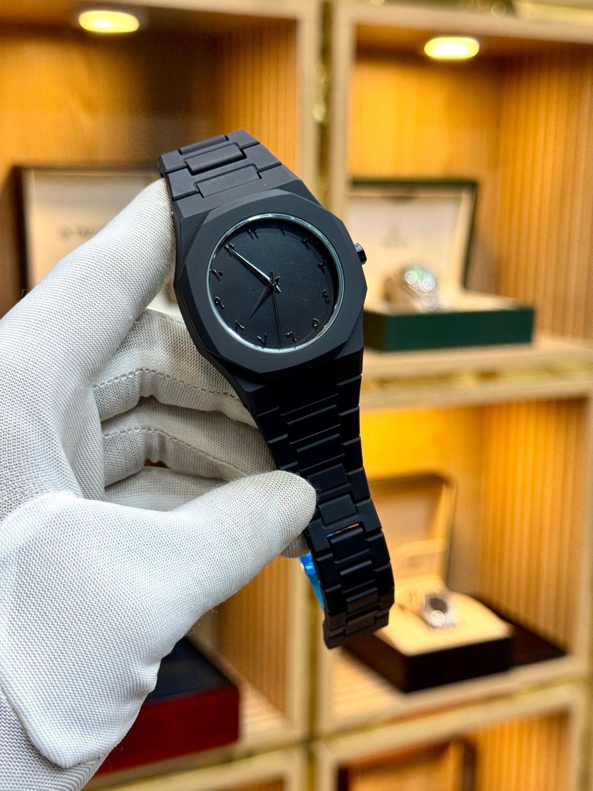 Most trending Luxury Watch for Men / Boys - Stylish Arabic Aura Watch for Men & Women Black Dial with Arabic Numerals Fiber Chain with Butterfly Lock Best for Unisex - Art# TLJ -BlackAura-BlAu90550-Sport-0092a