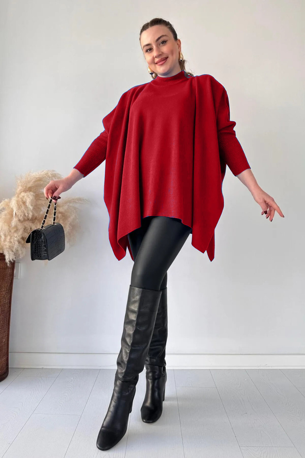 Plain Poncho Shawl Style Top Fleece Poncho For Women Winter