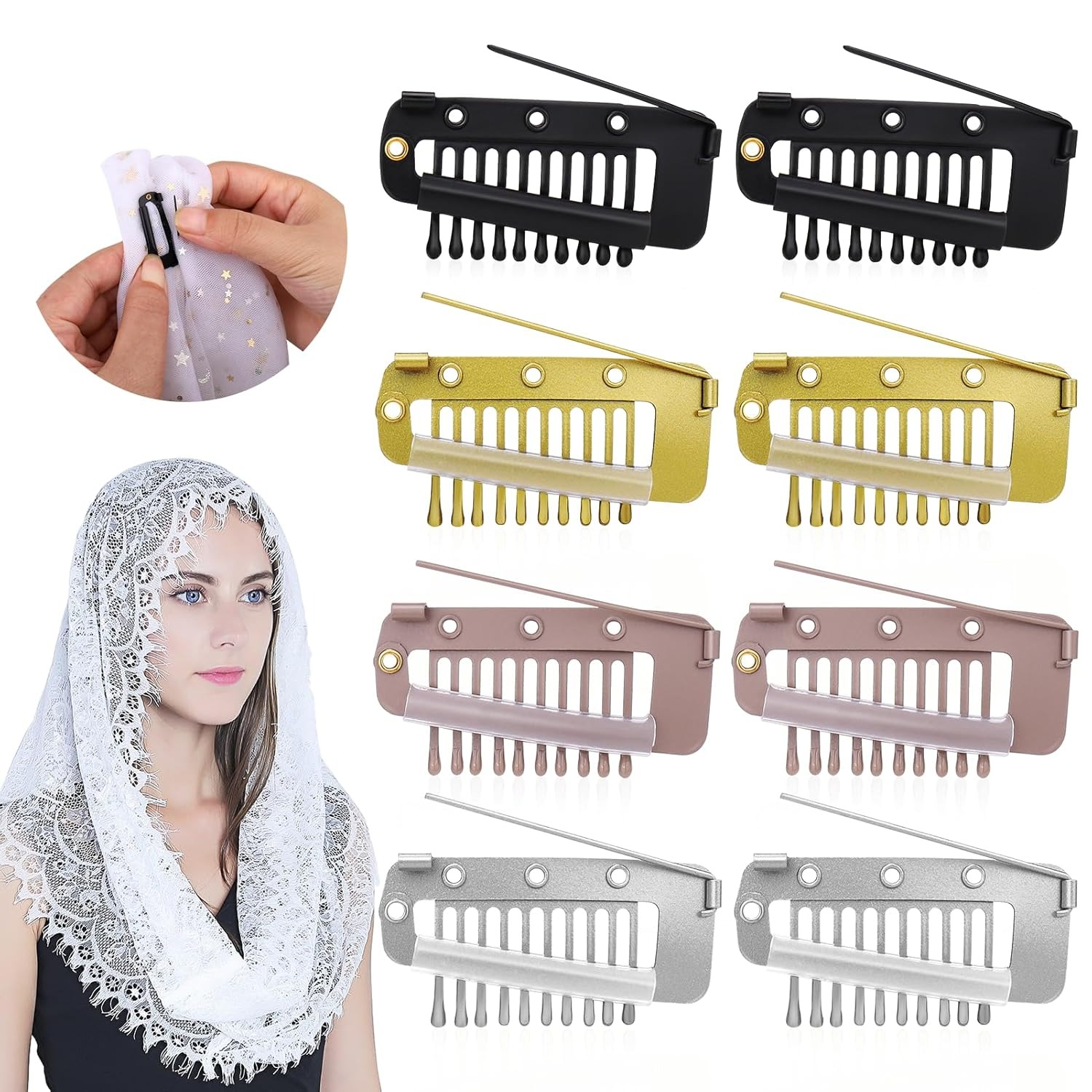 Dupatta Clips - Strong Dupatta Grip Clips for Women's Hijab, Veil, Hair Extensions & Hairpieces