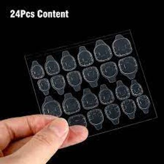 Nails Glue Sheets (24 Dots/tabs) Nails Stickers Tape Double Side Nail Sticker Self Adhesive Clear Sticky Tabs For Fake Artificial False Nails Adhesion Of Art Guide DIY Jelly Double-sided Adhesive Transparent Invisible Clip Adhesive