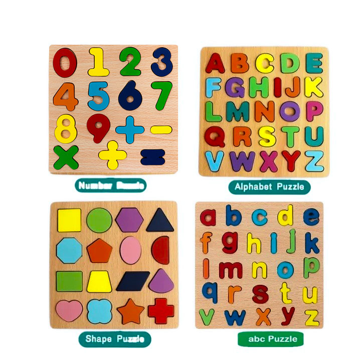 Educational learning letters numbers toy Alphabet Wooden Puzzle wooden matching game kids puzzle wooden boards