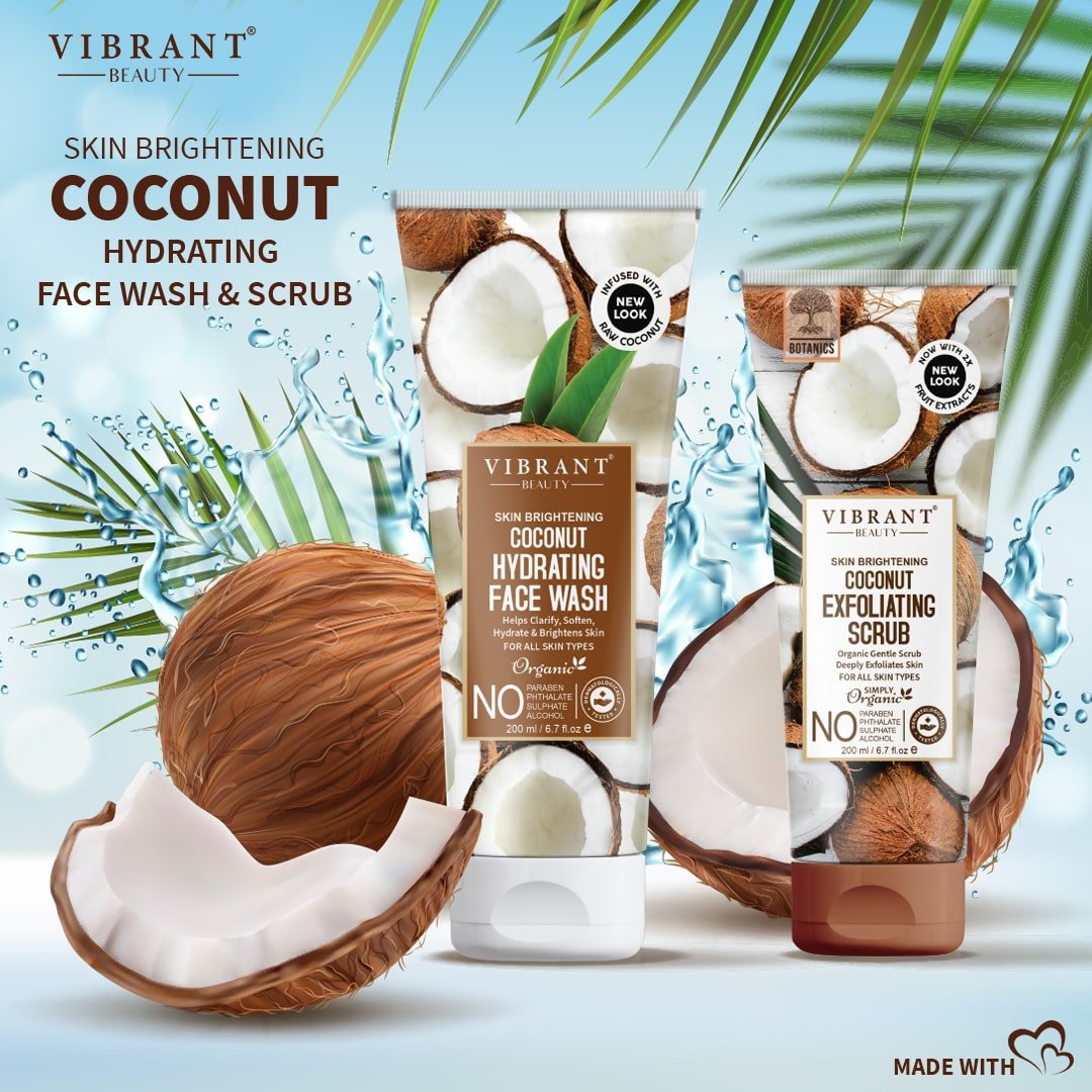 Vibrant Beauty Coconut Face Wash & Scrub | Facial Exfoliating Care | 200ml