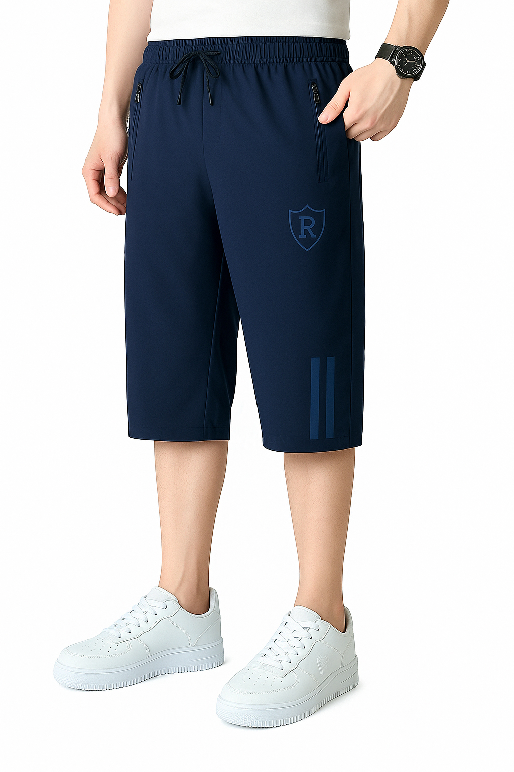 Men's Casual Multicolor Zipper Pockets Straight Leg Loose Fit Active Shorts