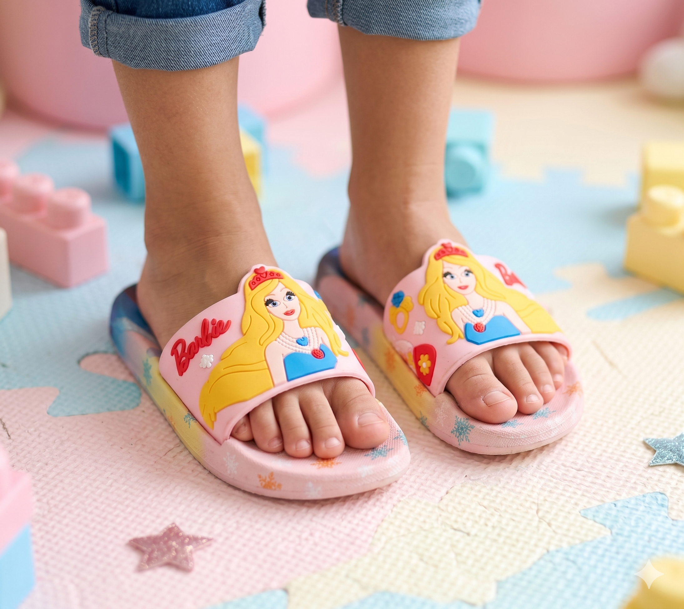 Imported Quality Barbie Theme Soft Sole Summer Slippers for Kids Girls - ARSSLIP4