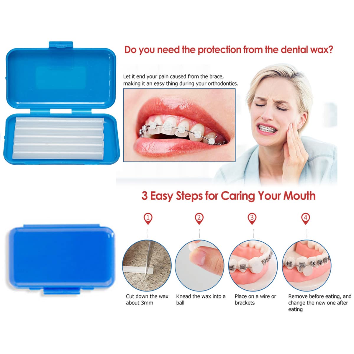 Braces Cleaning Kit for Teeth, Portable Orthodontic Hygiene Kit, Oral Care Dental Travel Kit, Interdental Brush Dental Wax Dental Floss Toothbrush.