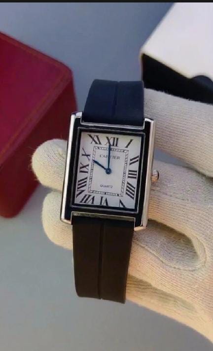 Rectangular Luxury Watch for Men & Boys - Stylish Quartz Analog Wrist Watch with Soft Silicone PU Rubber Strap - Elegant Classic Business Fashion Watch