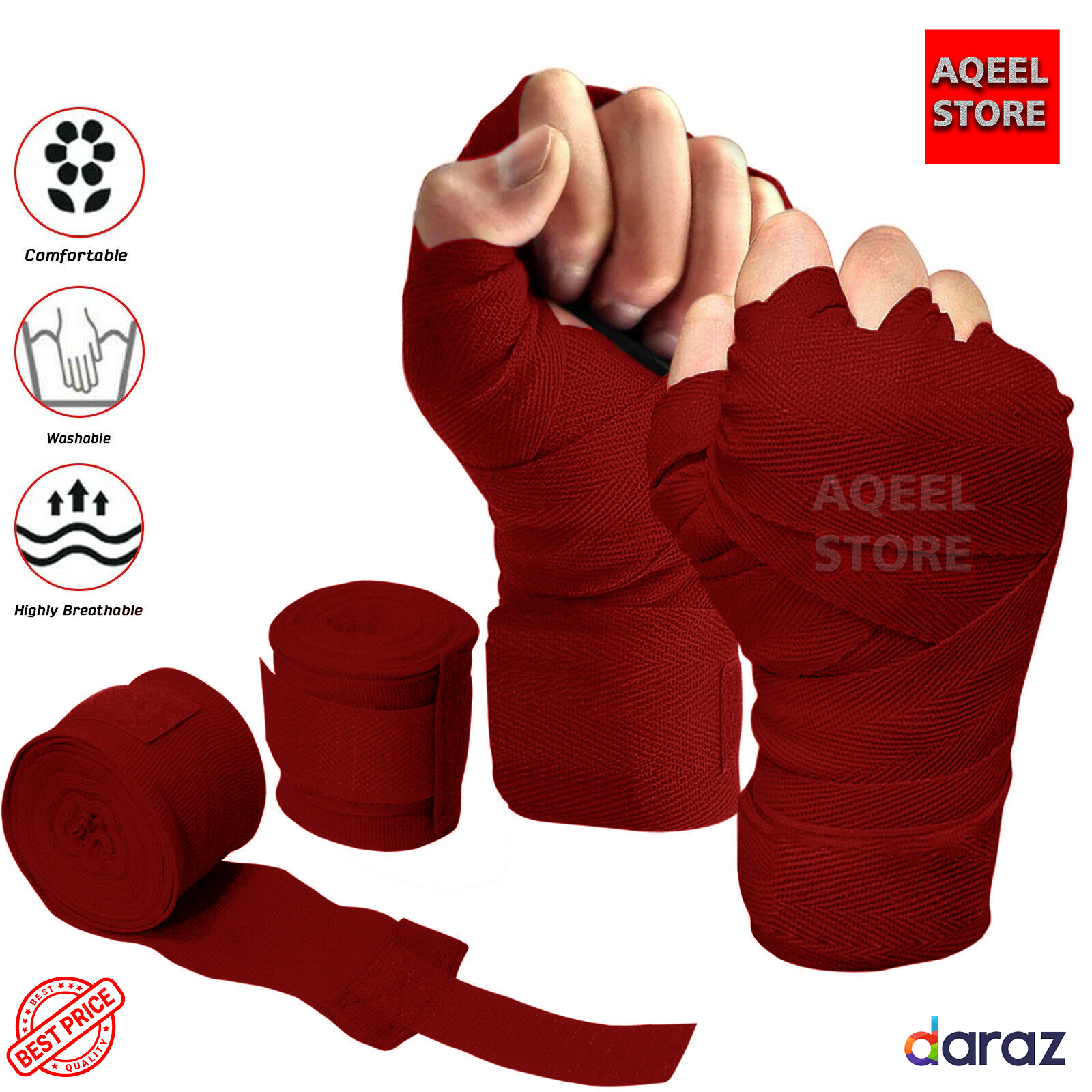 Best Gym Wrist Wraps Patti Pair of Wraps Bandage Men 2 Rolls Cotton In (3.5M Length) Sports Strap Boxing Bandage boxing bandages, Hand Wrap Bandages Boxing Hand Wrist Grip Strap Kick boxing Handwraps Karata Martial arts Patti