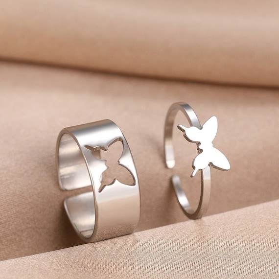 Trendy Butterfly Rings for women and girls Zinc Alloy Metallic Couple Engagement Rings