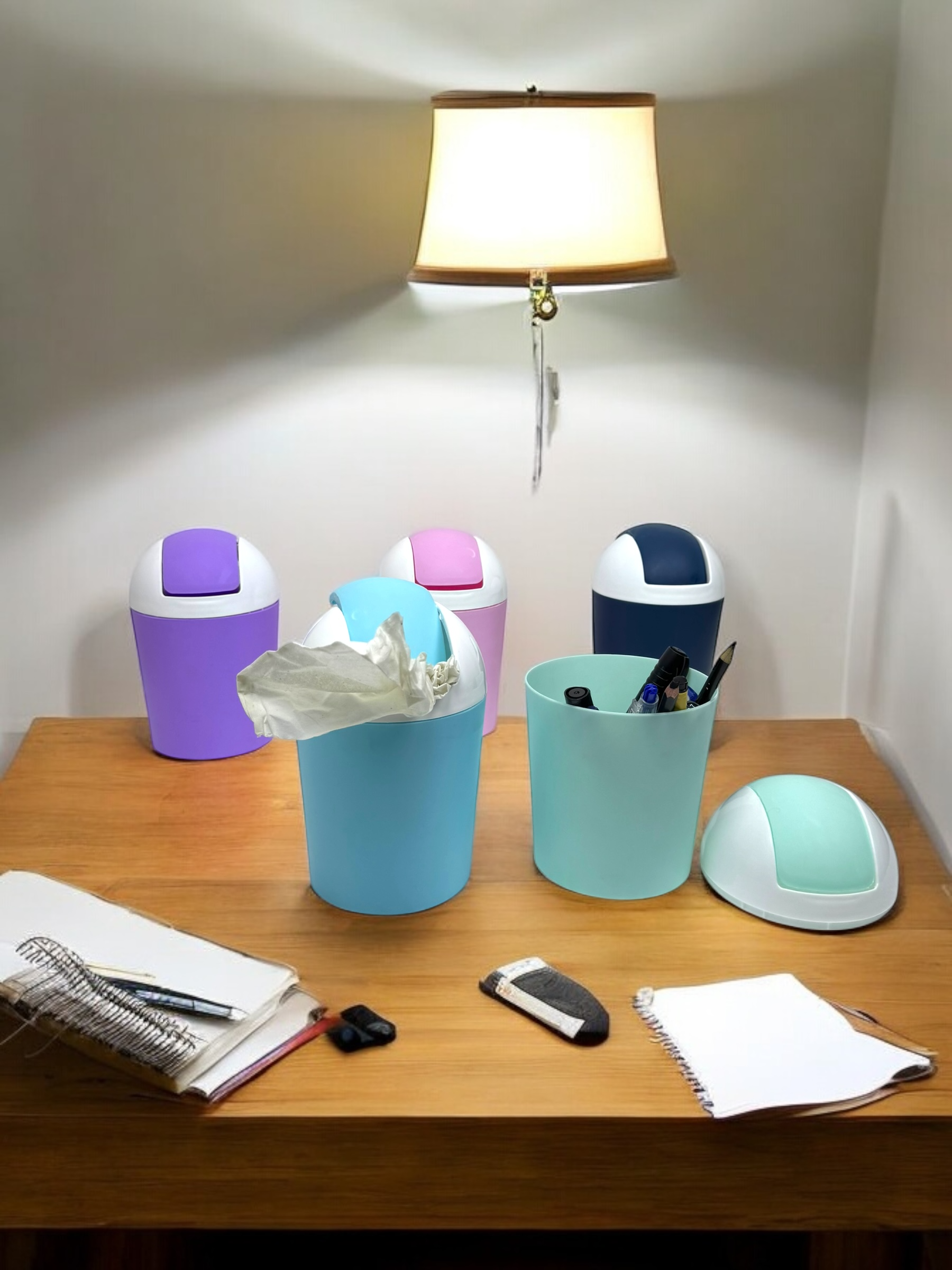 Berry Mini Dustbin with Shake Lid For Room | Compact & Stylish Waste Bin for Home, Office, Kitchen, Car, Study Table & Bathroom Use | Multicolor