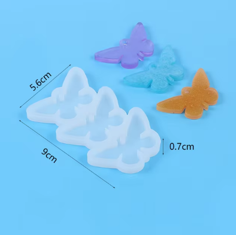 3pcs Butterfly Pendants Resin Mold DIY Crystal Epoxy Earring Charms Silicone Molds for Jewelry Making Keychain Tag Casting