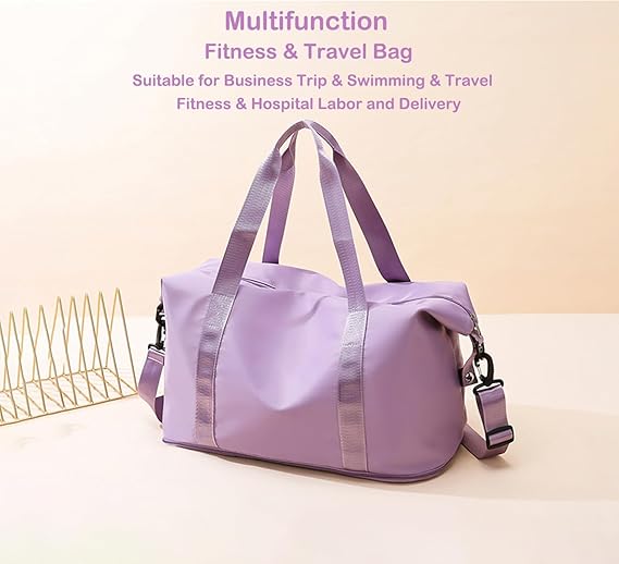 Expandable Travel Duffle Bag Weekender Carry on Overnight Bag Gym Bag for Women, Lightweight Hospital Bag with Wet and Dry Separation Bag, Cabin Bag for Sports and Travel, Portable Shoulder Overnight Handbag, Folding Travel Lightweight Carry Luggage Bag