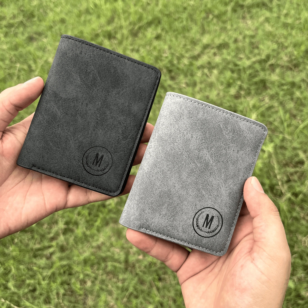 Premium Grain-Textured PU Leather Ultra-Slim Bifold with Quick-Access Card Slots Wallet for Men - Compact Gentleman Purse