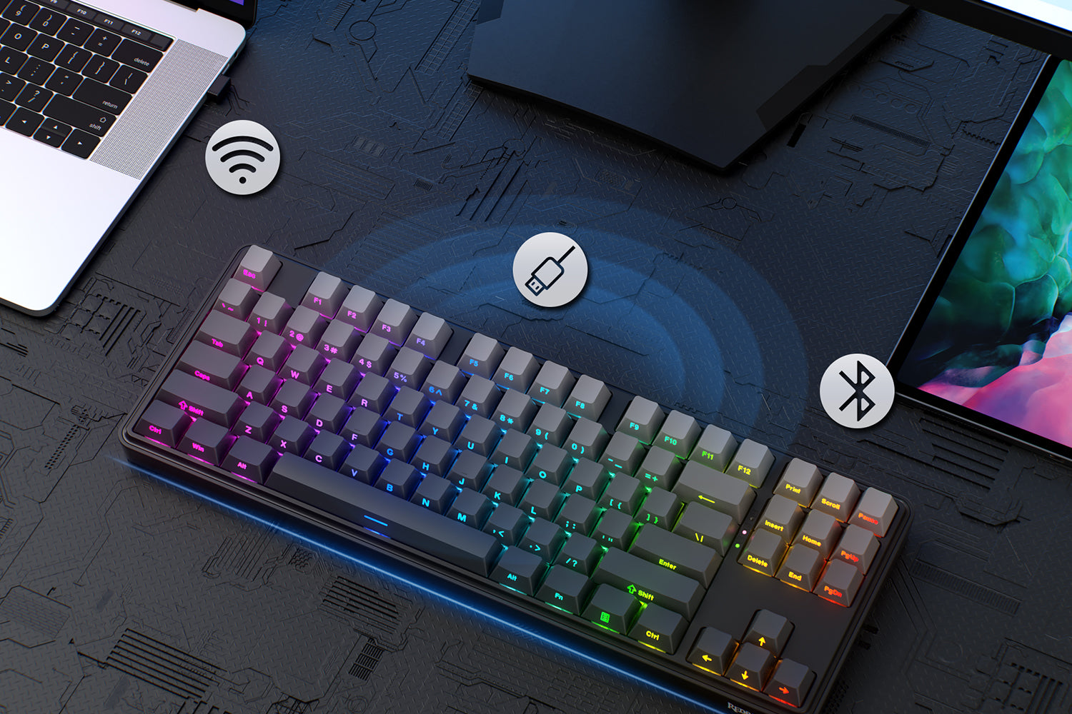 Redragon K707 PRO STAR BLADE TKL Wireless Mechanical Gaming Keyboard RGB Side Printed PBT Keycaps 3-Mode Connectivity Custom Mint Mambo Linear Switch 20 8958f99edea5d614ade06c4efcd09e06