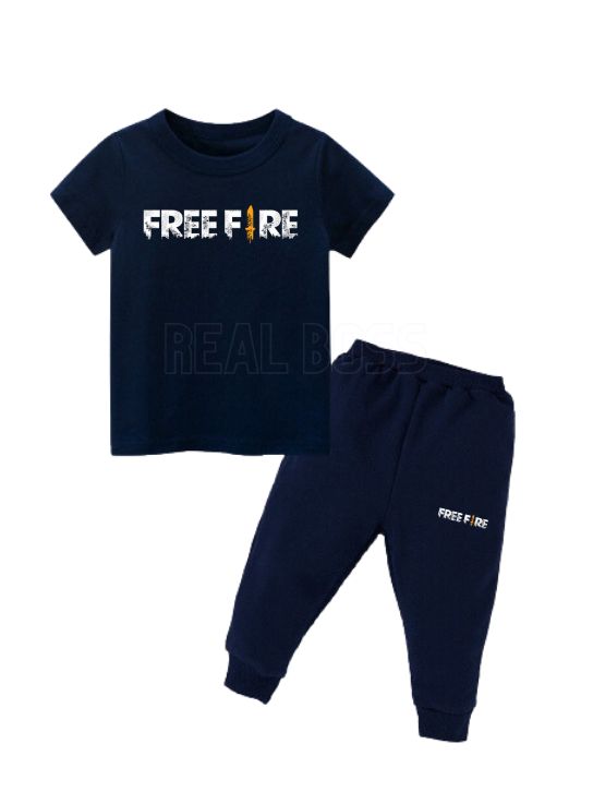 Free Fire Blue Tracksuit For Kids, Junior Tracksuits For Boys, Junior Tracksuits For Girls (T-Shirt + Trouser) - Keep Your Kids Stylish And Comfy With Free Fire Tracksuits