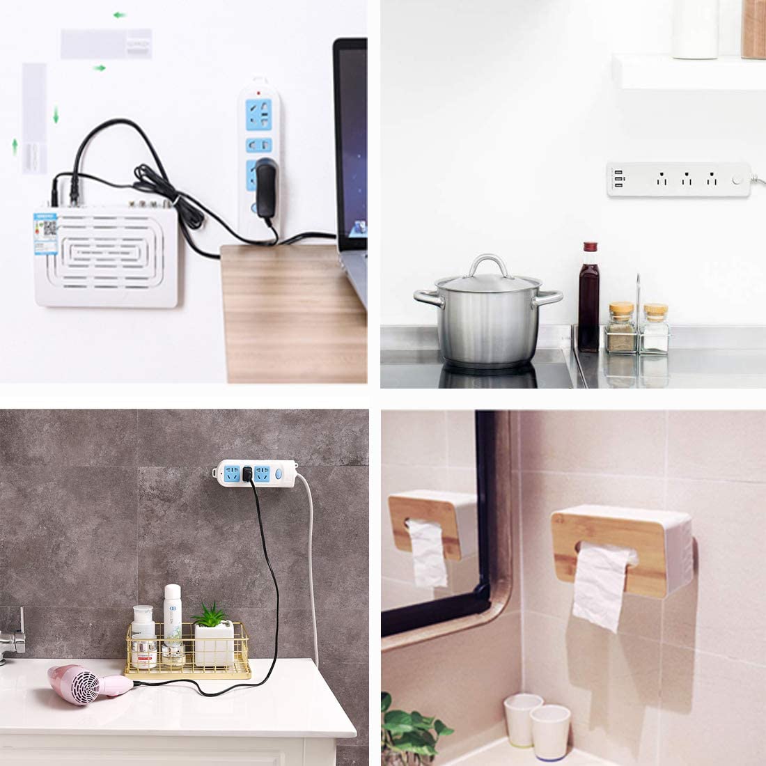 Self Adhesive Power Strip Holder, Surge Protector Wall Mount, Cable Management System for Computer Desk, Organize TV Wall, Kitchen, Entertainment System Home or Office Organization