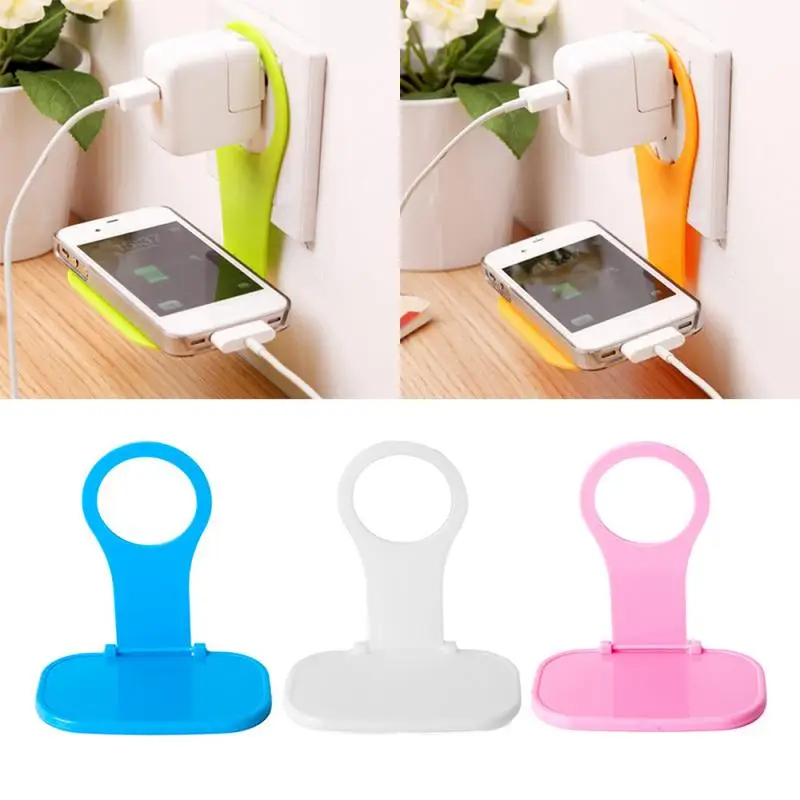 Phone charging rack, wall hanger, mount adapter, foldable cell phone storage holders, wall plug charger stand