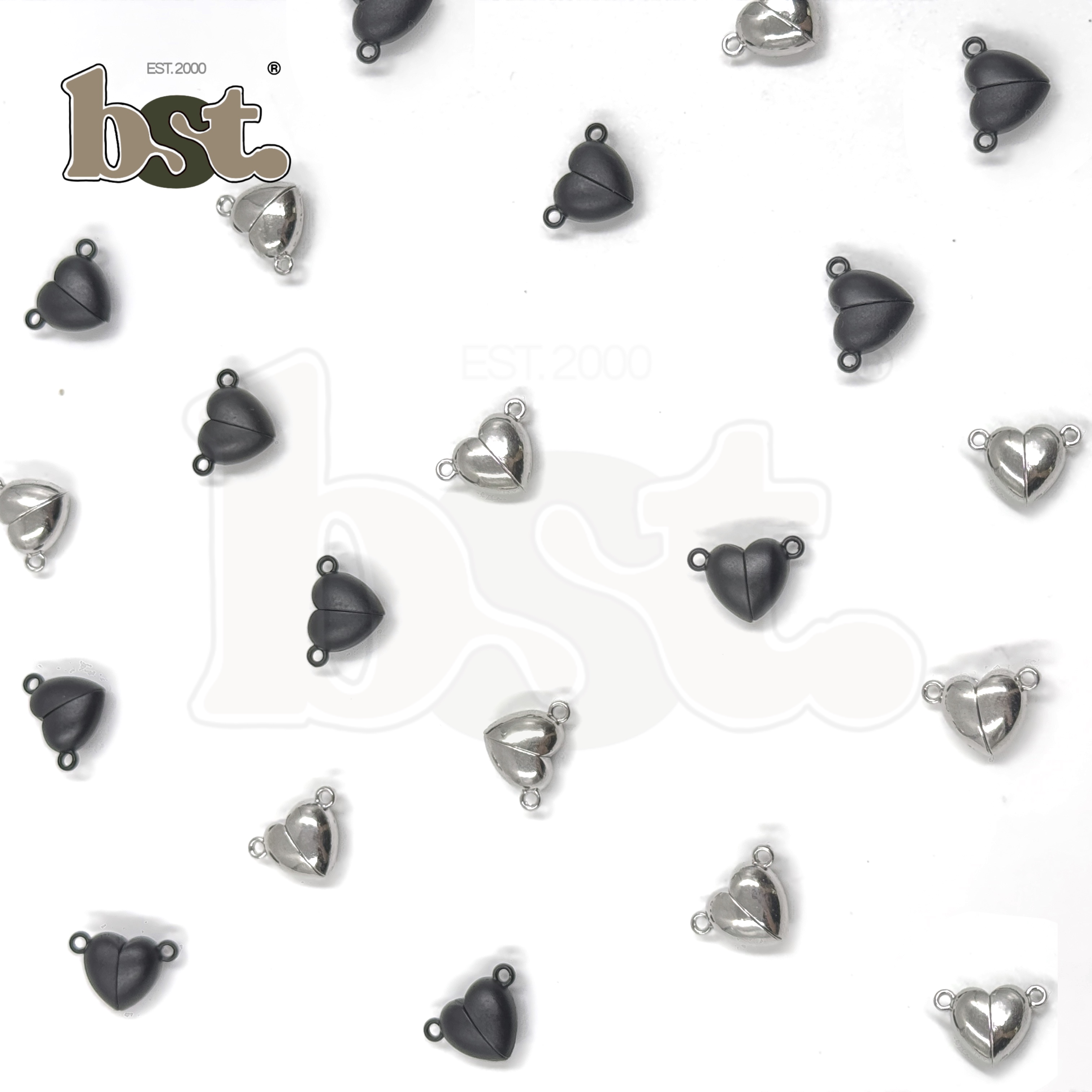 1/5/10pcs Magnet Hearts Charms Silver Matte Black Magnet Hearts Magnet Charms for Bracelet Making DIY Beads by BST