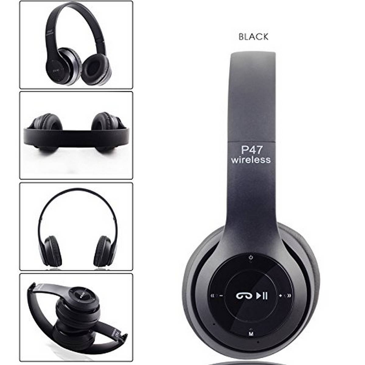 P47 Wireless Bluetooth Headphones Over-Ear with Mic | Foldable Stereo Headset with Bass for Music, Gaming & Calling | Compatible with Android, iPhone, Laptop & All Devices