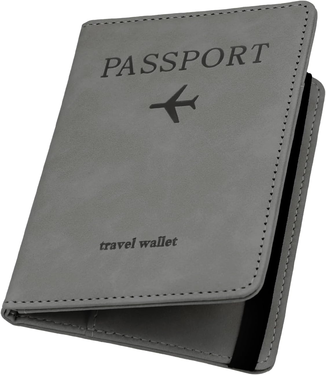PU Leather Passport Holder Cover Travel Wallet Organizer, Passport Case with RFID Blocking, PU Leather Travel Document Holder for Men & Women Travel Accessories (Grey)