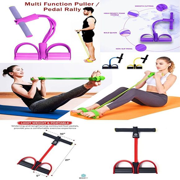 Pull Reducer Resistance Training Bands Tummy Trimmer Bally Fat Burner Body Exerciser Weight Loss Home Gym Home Workout Arm Muscle Builder Double Pull Rope Body Trimmer Pedal Exerciser Yoga Crossfit Exercise Arm Exercise Tummy Body Building Training Unisex