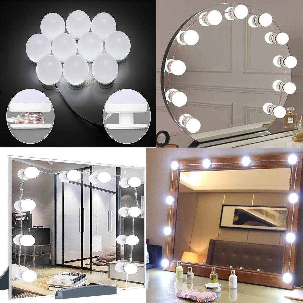 Hollywood Style LED Vanity Mirror Lights | 10 Dimmable Bulbs with 3 Light Modes | Makeup Mirror Light Kit for Dressing Table & Beauty Studio