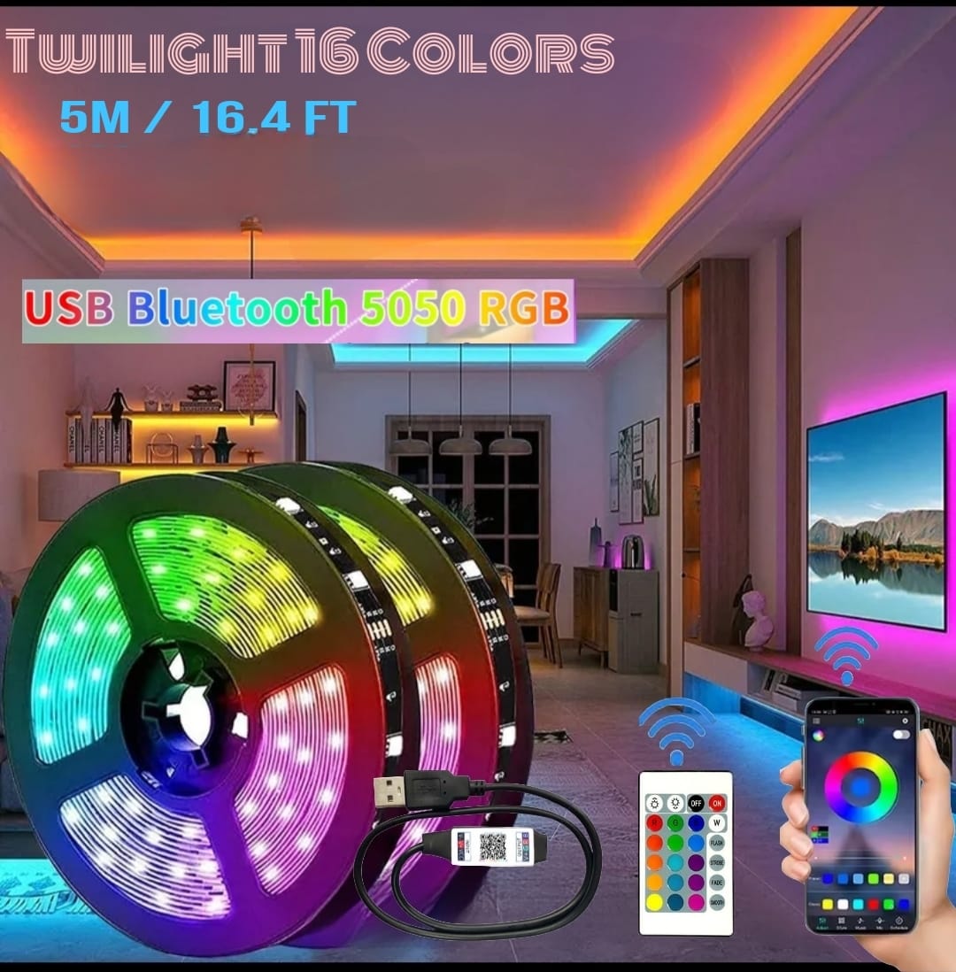 Twilight RGB 5050 LED Strip Light 2M, Adhesive, Mobile app Control, Multi Color Changing Smart LED Lights for Room, TV Backlight, Gaming Setup, Music Sync, Remote Control Decoration Lights