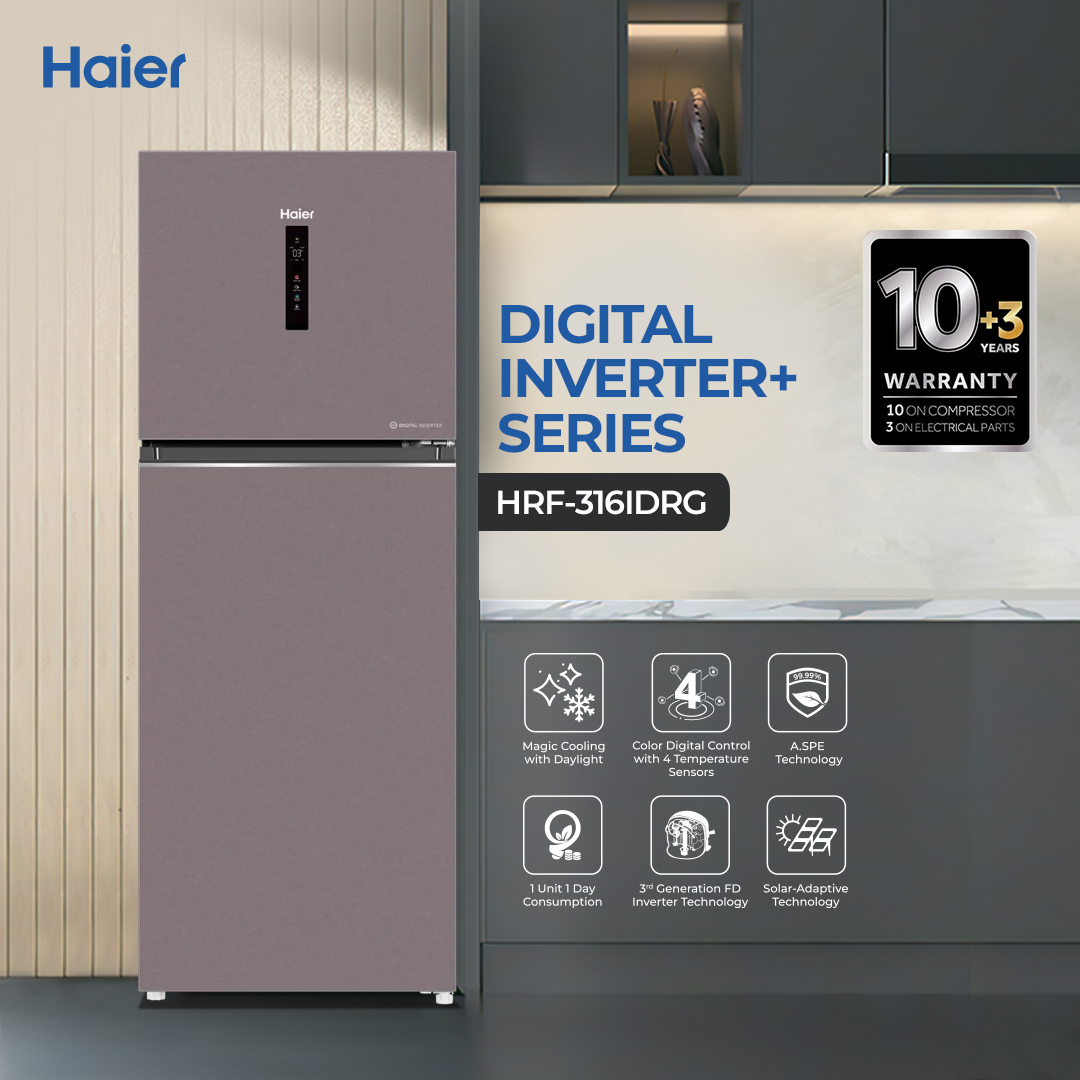 Haier 11.16 CFT Digital Inverter+ HRF-316IDRG+ - 3rd Gen FD Inverter - Magic Cooling - Brand Warranty