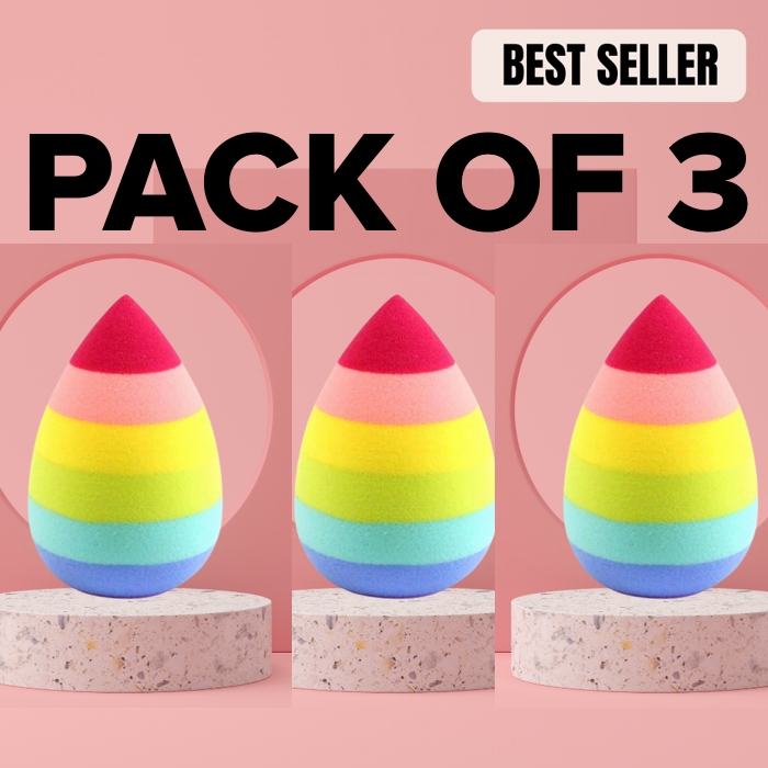 Pack of 3 Pcs Makeup Blender Sponges Beauty Pack, Cosmetic Facial Makeup Puff, Foundation Makeup