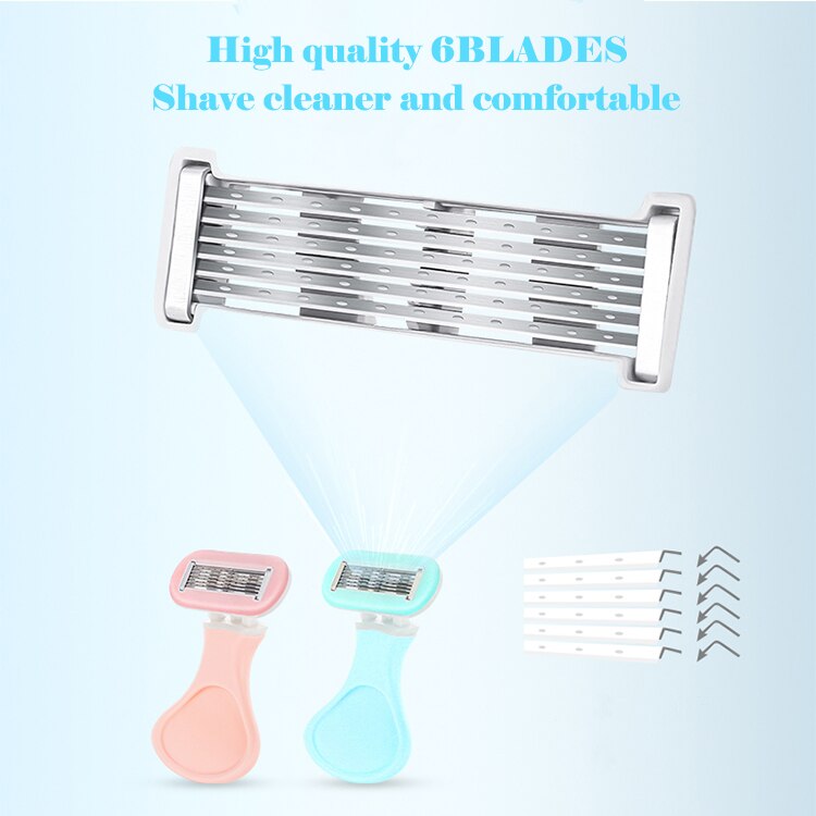 New 6-Layer Blade Lady Razor Women Razor Mini Portable Shave Mane Leg Hair Private Body Manual Razor With Case