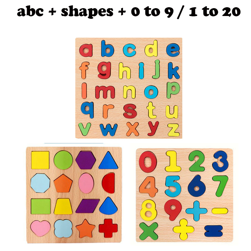Educational learning letters numbers toy Alphabet Wooden Puzzle wooden matching game kids puzzle wooden boards