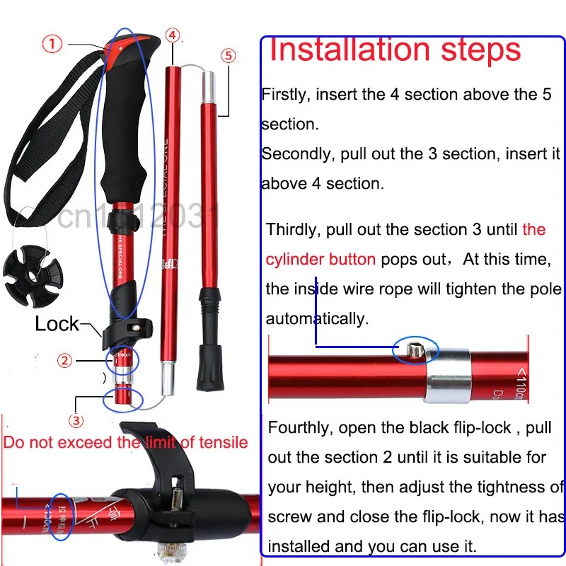 Trekking Pole - Adjustable Antishock Trekking Hiking Walking Stick