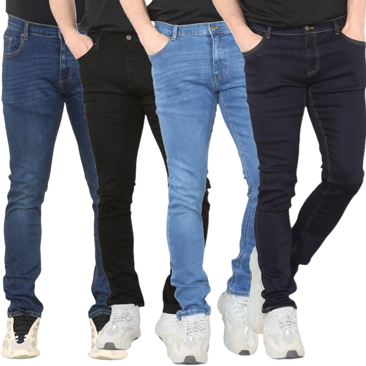Pack of Four Denim Jeans For Man in Different colors, Stretchable, Narrow, Skinny, Party Wear, Comfortable, (Premium Quality) - Stay Stylish