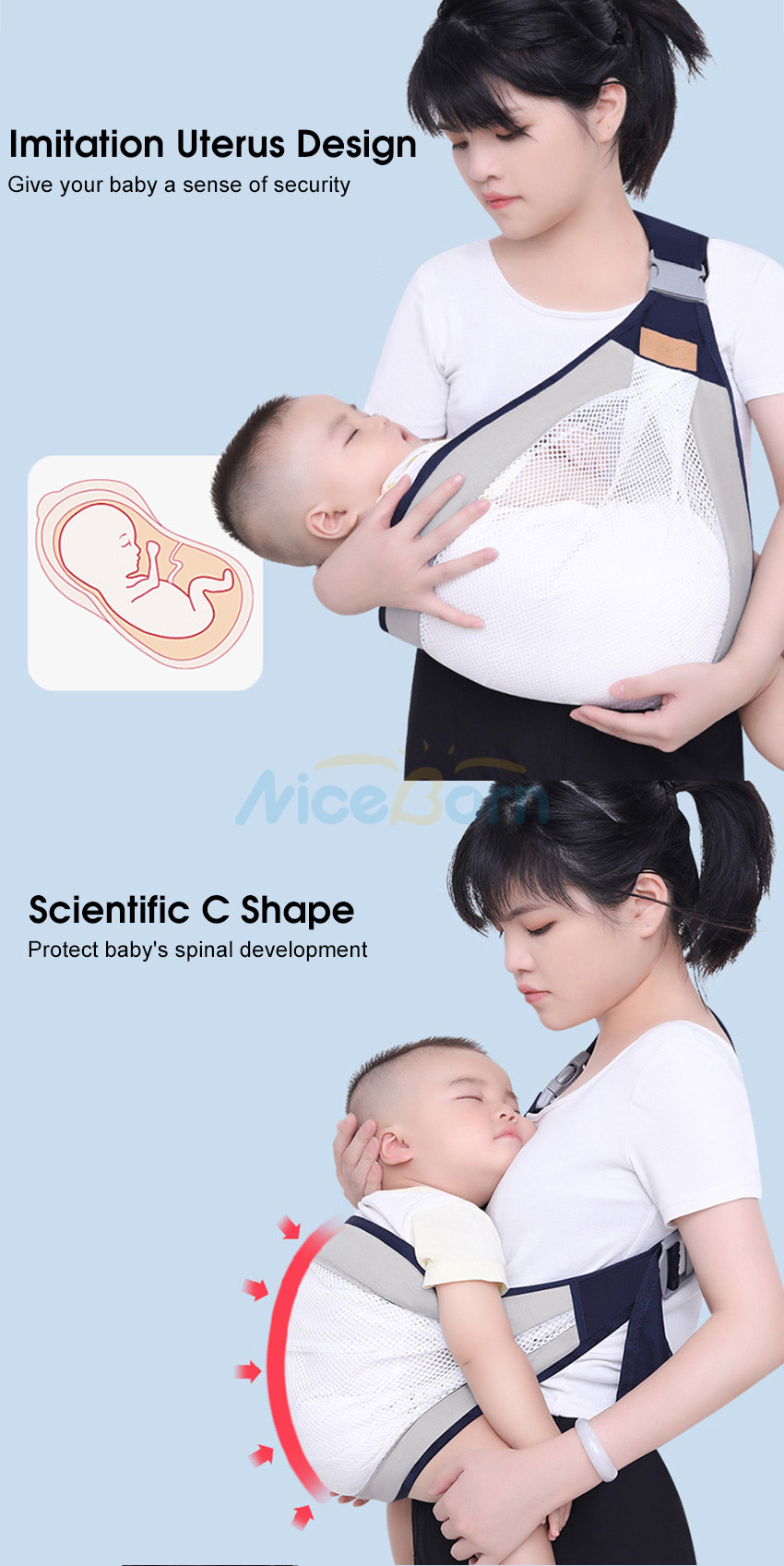 Baby Carrier Lightweight Breathable Baby Carrier Labor-saving Infant Sling Wrap Backpack Adjustable Straps Baby Carriers Pouch Bag Front Rider