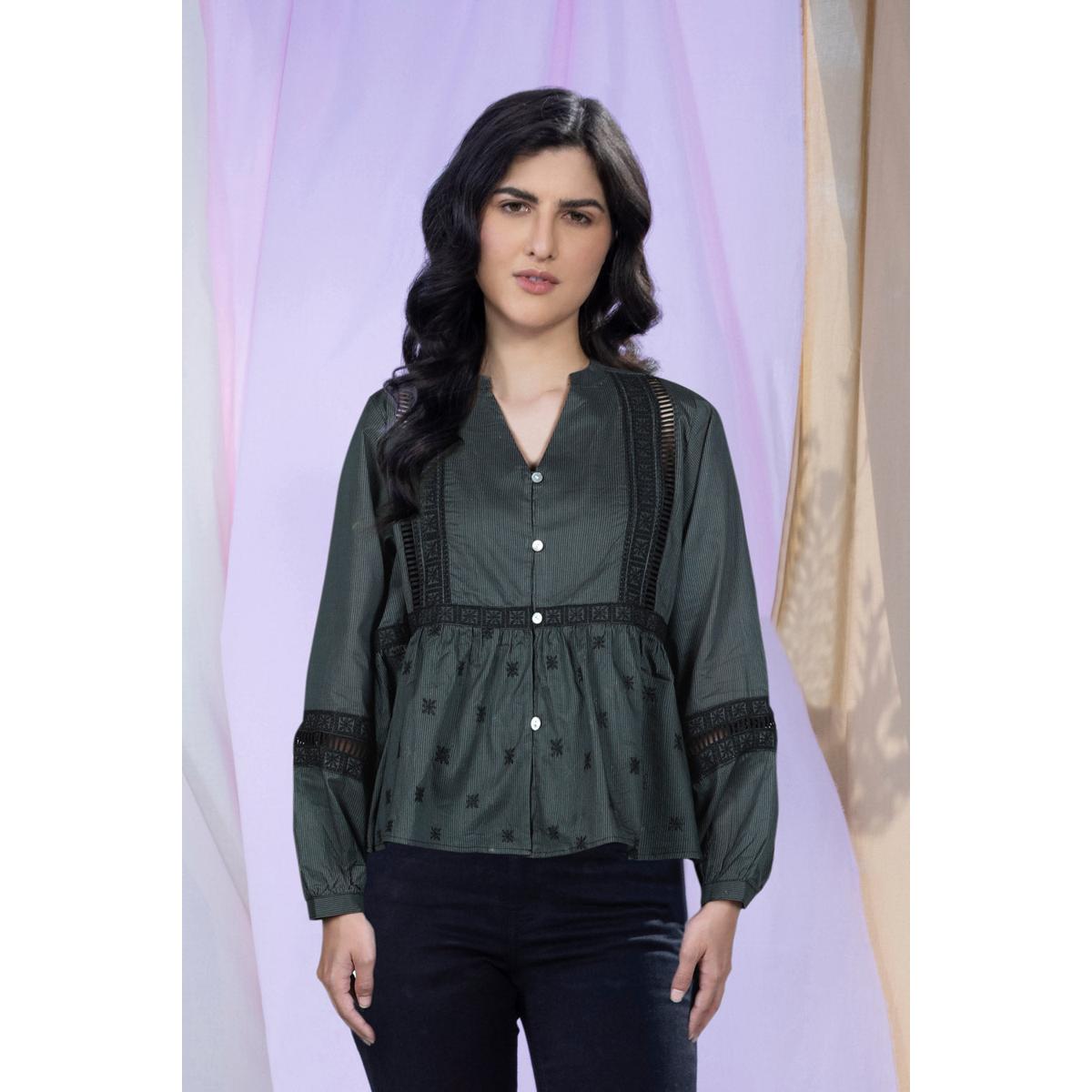 West by Sapphire Shirt With Contrast Embroidery