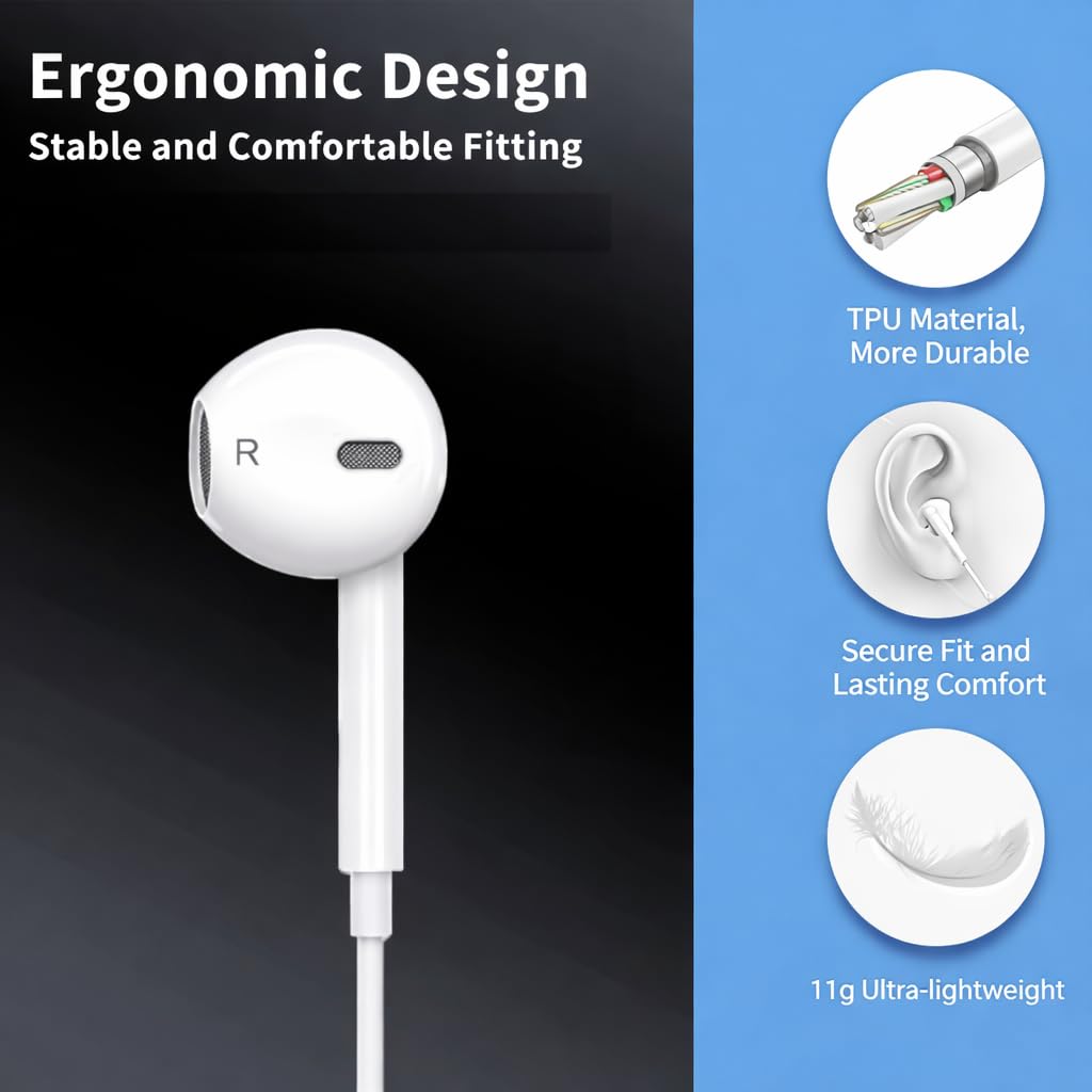 Orignal Phone 7 to 14 PoP Up handsfree For Phone - Light tning Jack Handsfree - Wired PoP Up Window Bluetooth Earphone For Phone 7 to 14 And All Phone Models.