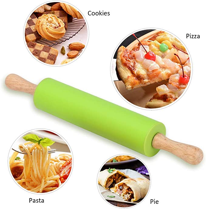 HARFINGTON 9-Inch Silicone Rolling Pin - Non-Stick, Small Dough Roller For Baking & Crafts, Orange