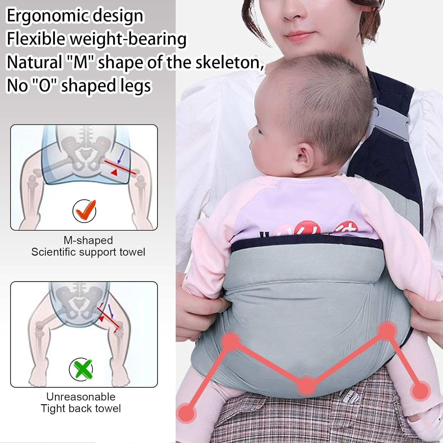 Ergonomic Baby Carrier Belt – Adjustable Baby Carry Sling for Newborns & Toddlers | Breathable Infant Carrier with Hip Seat | Soft Baby Carrier Wrap