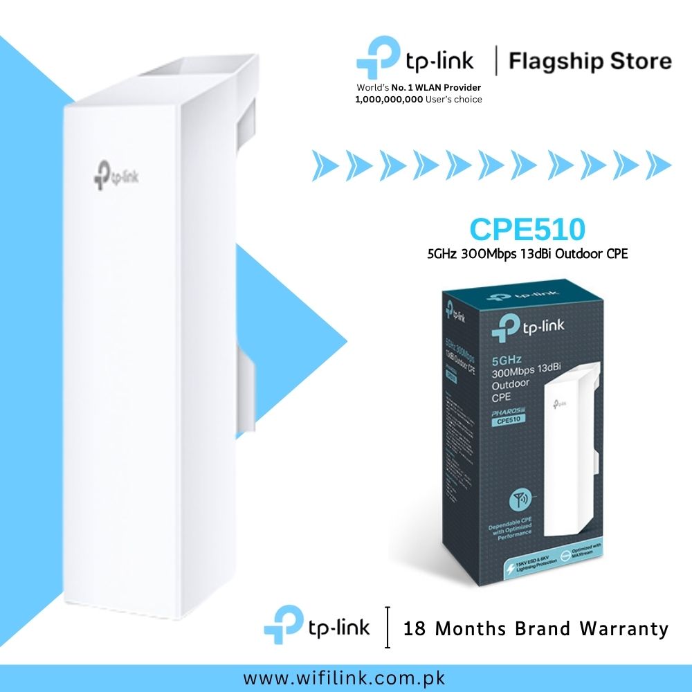 TP-Link Wi-Fi Outdoor Range Extender CPE510 / CPE610 / CPE710 15km 5GHz 300Mbps 13dBi Outdoor CPE - 18 Months Brand Warranty
