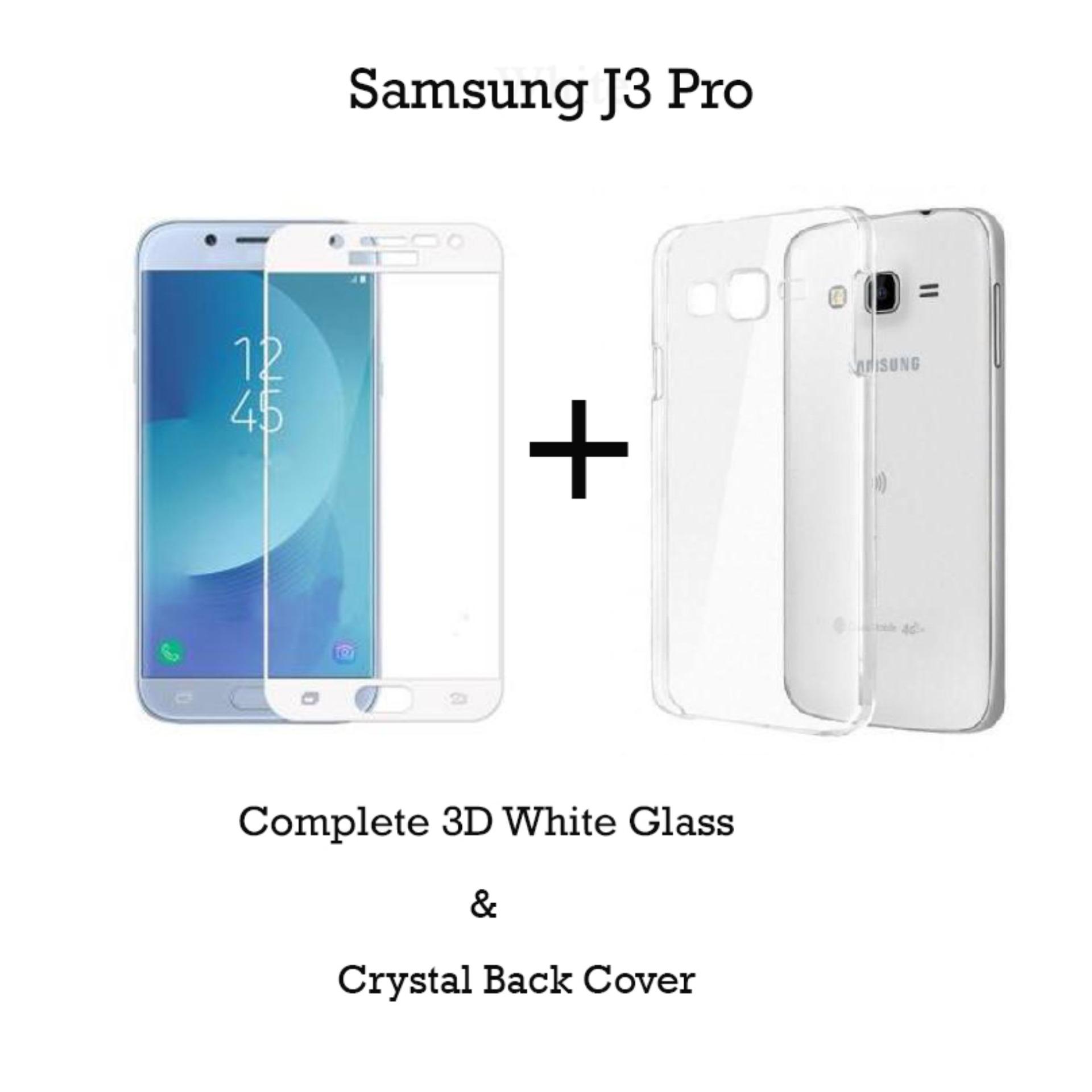 Samsung Galaxy J3 Pro 17 White Complete Full Screen Tempered Glass Protector 3d For Samsung J3 Pro 17 Back Transparent Cover For Samsung J3 Pro 17 Buy Online At Best Prices