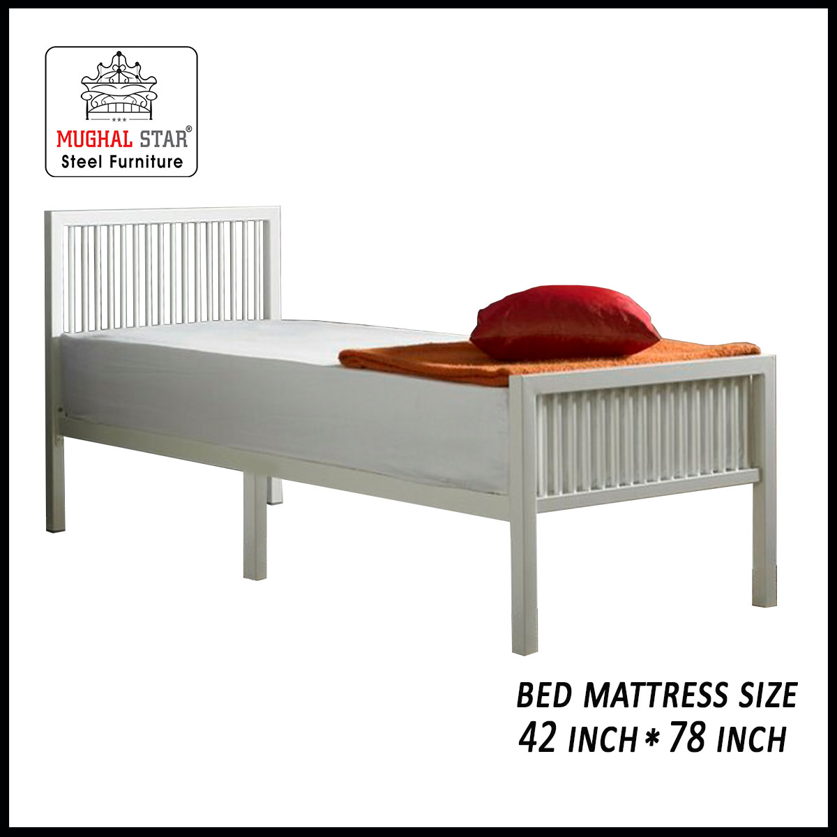Comfort Bed Single/ Single bed/ Iron Bed/ Mughal Star Steel Furniture