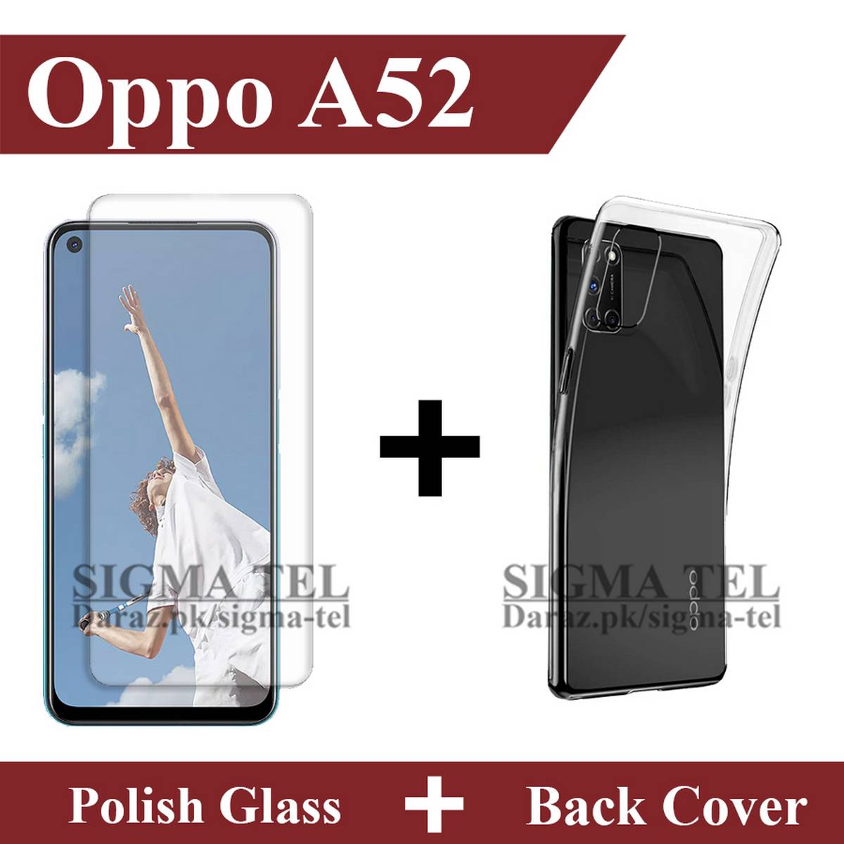 Oppo A52 Tempered Glass Screen Protector Polish Glass Back Cover