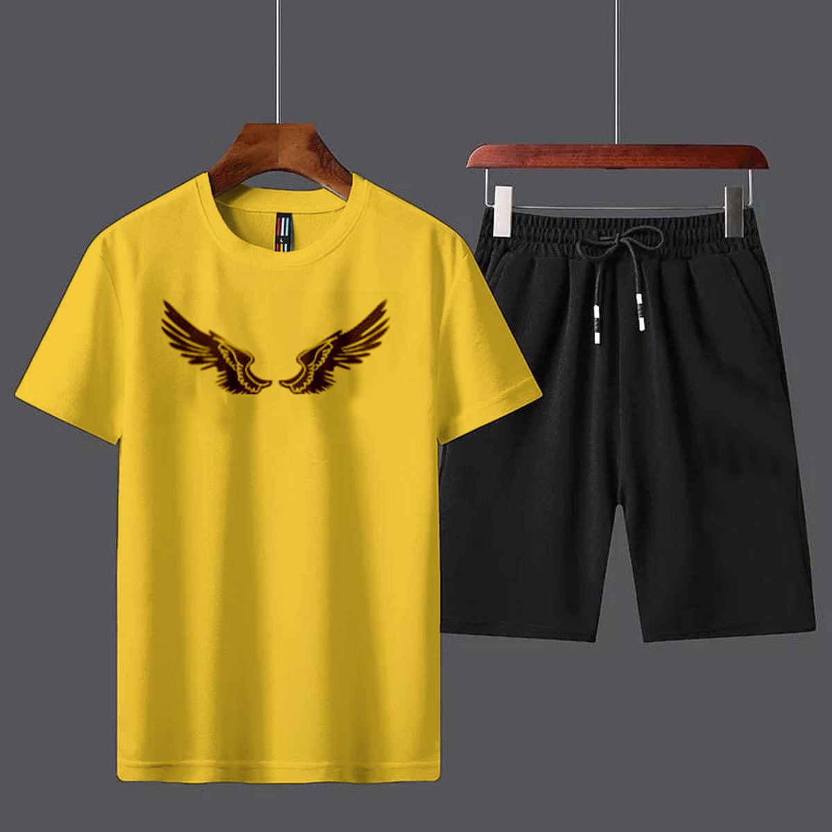 Trendy Fashion Small Wings Printed Tracksuit Soft Fabric Summer T-Shirt & Short New Arrivals Track Suit for Men Fashion Wear Track Suit Gym Sports Workout Wear