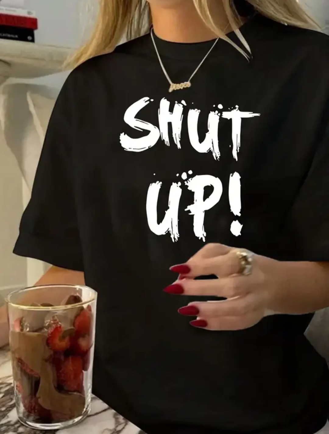 New Amazing Trend Tshirt ShutUp Printed Top Half Sleeve Round Neck T Shirt For Girls And Women