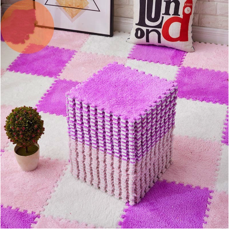30X30Cm Kids Carpet Foam Puzzle Mat Eva Shaggy Baby Eco Floor Square Stitching Velvet Mat For Living Room Decor Floor Mats - 10Pcs
